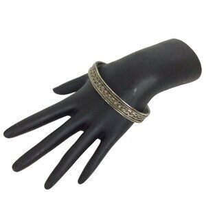 Silver Plate Braided Detail Adjustable Bangle Bracelet